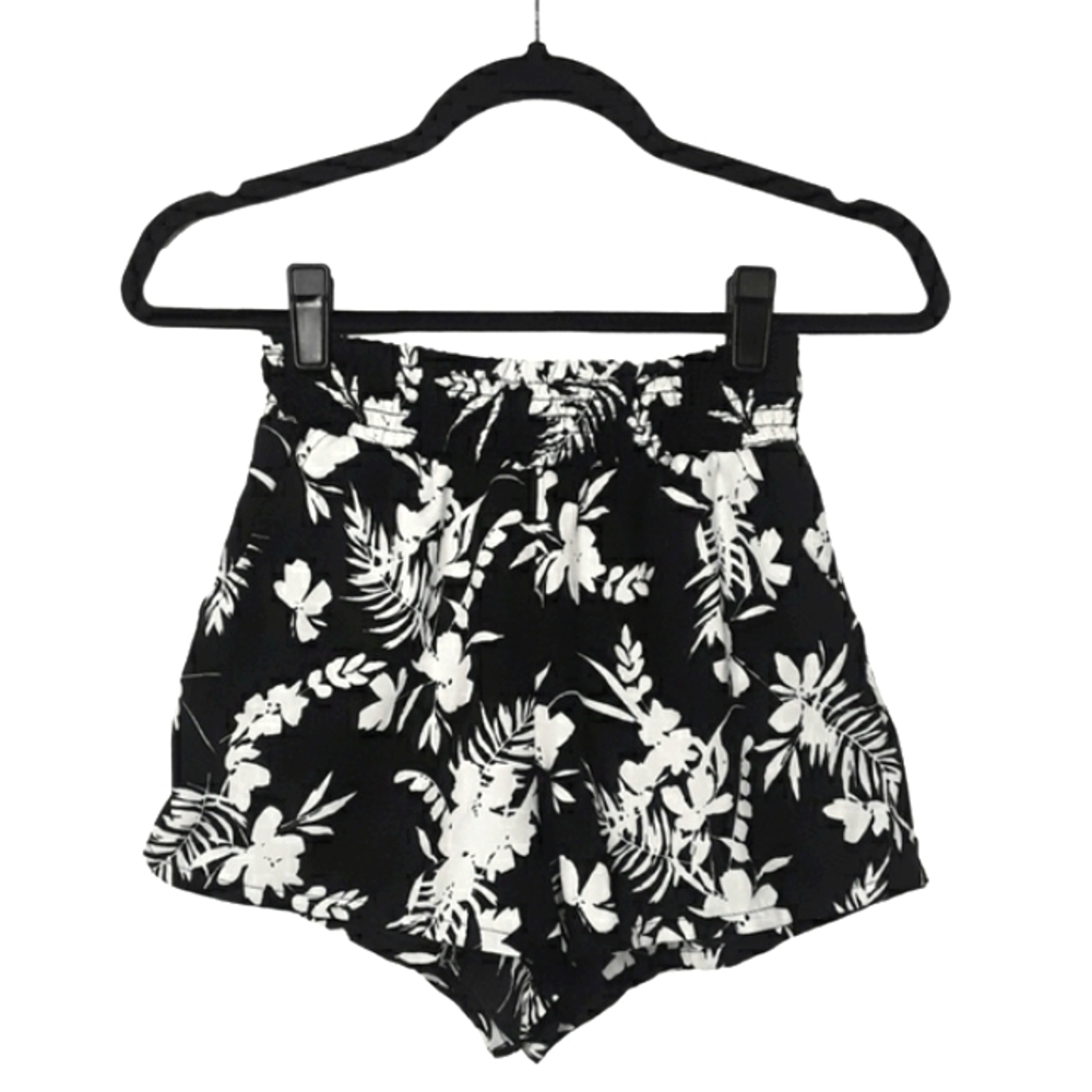 JOE B By Joe Benbasset Tropical Floral Print Black White Small Shorts Small